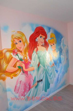 mural infantil princesas disney